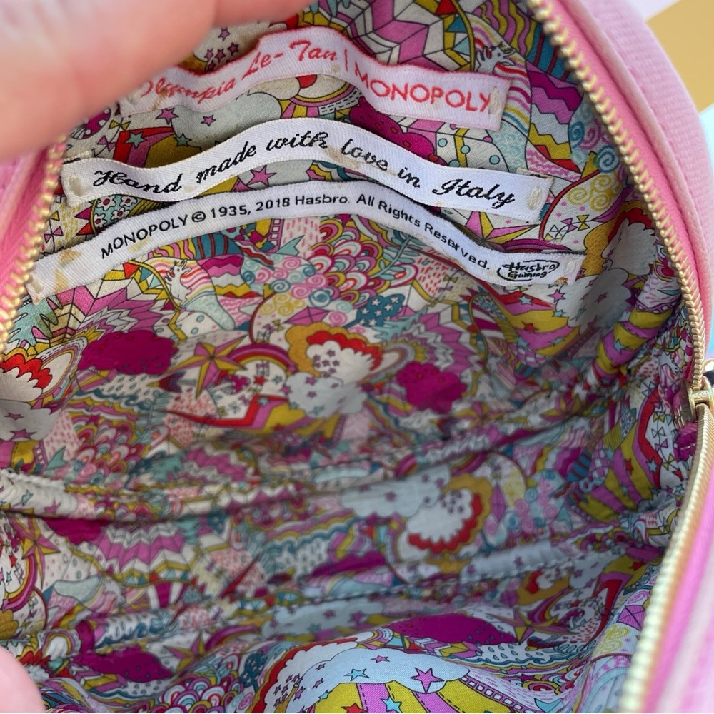 Olympia Le-Tan Monopoly Community Chest bank error dizzie shoulder bag in pink - Picture 11 of 16